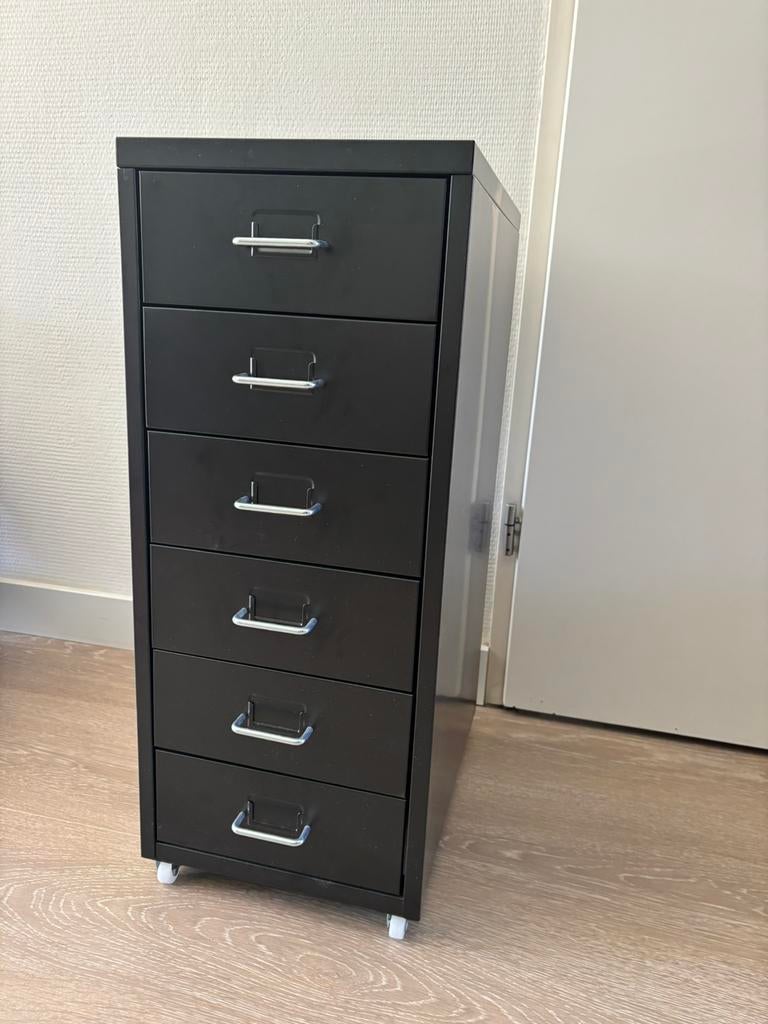 Ikea Helmer - zwart ladeblok op wielen, Ophalen, Minder dan 50 cm, Zo goed als nieuw, 3 of 4 laden