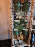Vintage Groene Emaille Keukenset - Aardappel/Groenten, Antiek en Kunst, Ophalen of Verzenden