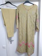 Groene geborduurde Indiase chiffon kameez broek maat S, Overige typen, Ophalen of Verzenden, Zo goed als nieuw, Maat 36 (S)