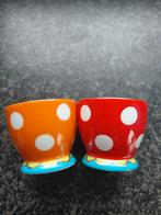 Leuke eierdopjes Oilily (rood en oranje), Gebruikt, Keramiek, Overige typen, Ophalen of Verzenden