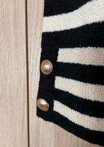 Gestreept zwart/crème vest jasje met gouden knopen, Ophalen of Verzenden, Zo goed als nieuw, Maat 38/40 (M), Zwart