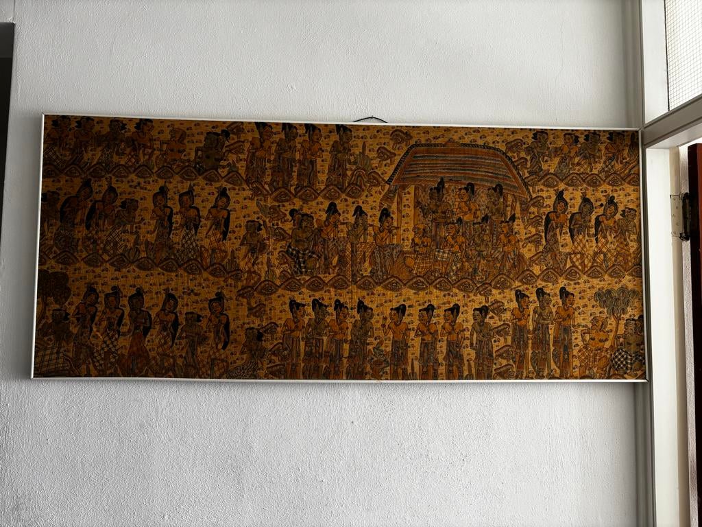 Grote Balinese schildering op doek, Ophalen