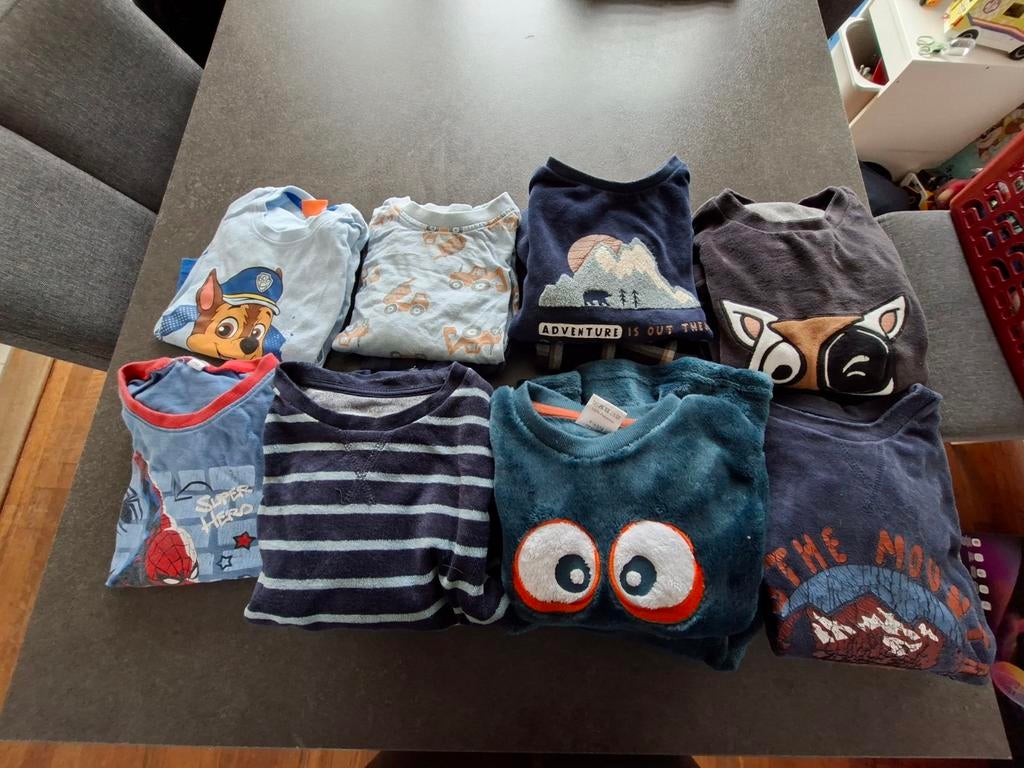 7 pyjama's maat 110, 1 korte maat 104, Ophalen of Verzenden, Gebruikt, Maat 62