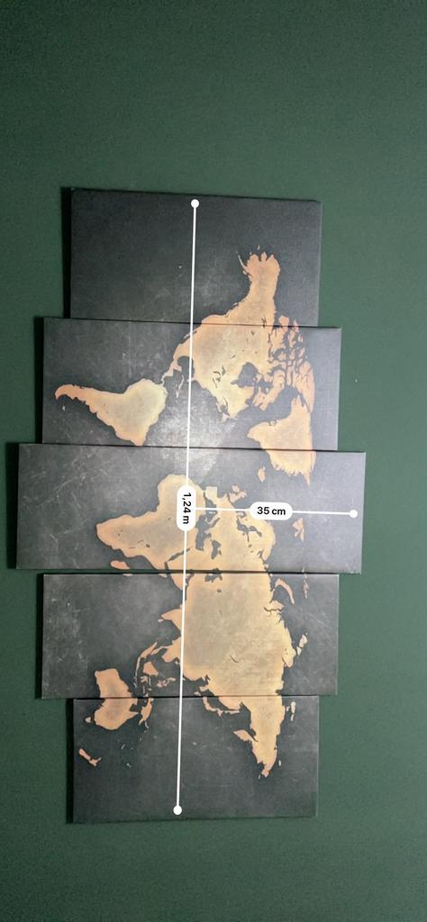 Grote wereldkaart wanddecoratie – moderne meerdelige canvas, Ophalen of Verzenden