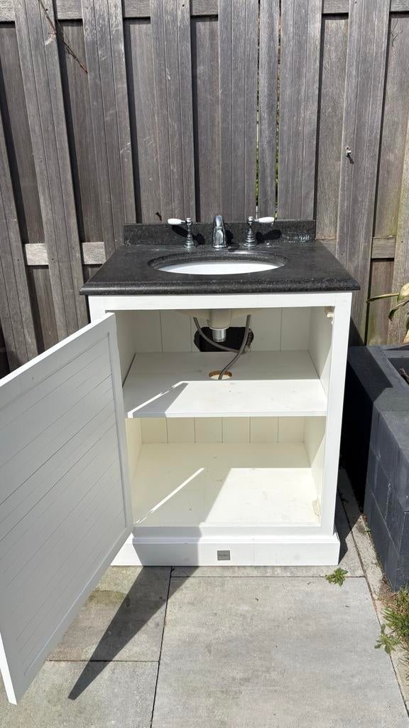 Badkamermeubel met wastafel en natuurstenen blad, Huis en Inrichting, Badkamer | Badkamermeubels, Ophalen, 50 tot 100 cm, Zo goed als nieuw