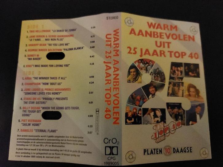 WARM AANBEVOLEN UIT 25 JAAR TOP 40 (MC), Cd's en Dvd's, Cassettebandjes, Zo goed als nieuw, Origineel, Verzamelalbums, 1 bandje