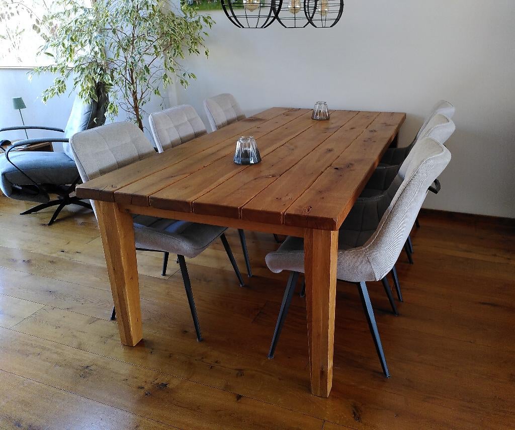 Eiken eettafel - robuuste kloostertafel, Huis en Inrichting, Tafels | Eettafels, Ophalen, 100 tot 150 cm, Robuust - klooster, Eikenhout