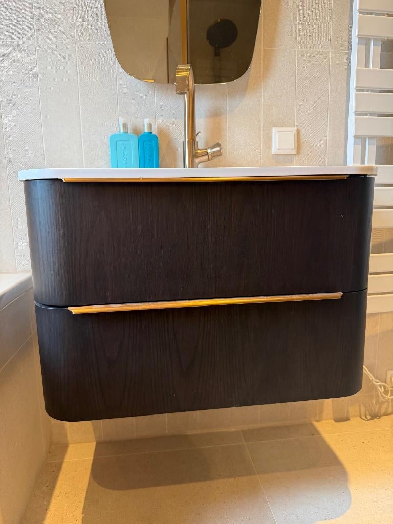 Badkamermeubel fineer ZONDER wastafel, Nieuw, Minder dan 100 cm, Wastafelkast, 25 tot 50 cm