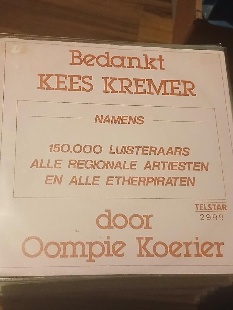 OOMPIE KOERIER bedankt kees kremer TELSTAR 2999, Ophalen of Verzenden, Zo goed als nieuw, Overige formaten, Levenslied of Smartlap