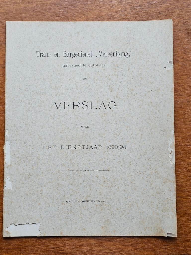 Tram- en Bargedienst "Vereeniging" Verslag 1893/94, Ophalen of Verzenden