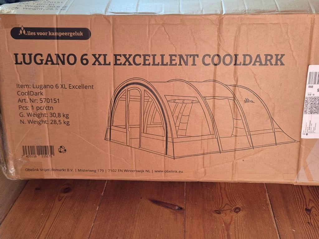 Nieuwe Obelink Lugano 6 XL Excellent CoolDark 6-persoons ten, Caravans en Kamperen, Tenten, Ophalen, Nieuw, Tot en met 6