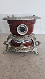 Fraai antiek emaille petroleumstel met gietijzeren details, Ophalen