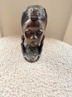Vintage Afrikaans Houten Buste Beeld - Handgesneden, Ophalen of Verzenden