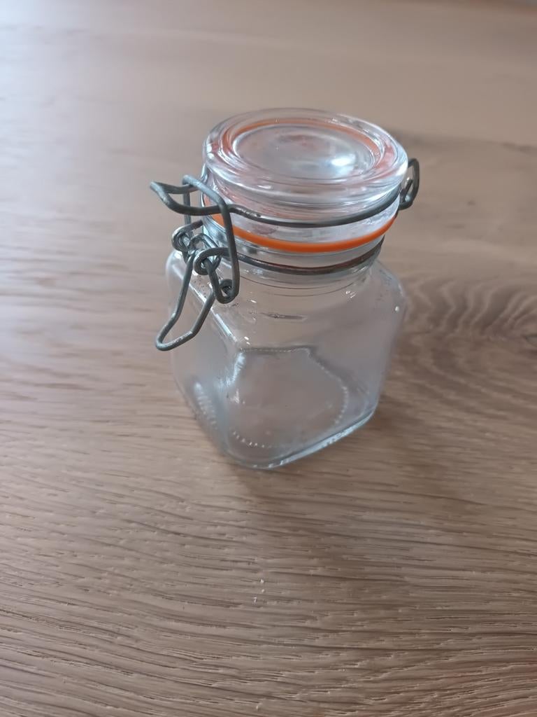 Klein weckpotje kleine weckpot weck pot potje glas glazen, Ophalen of Verzenden, Gebruikt, Glas, Pot, Bus of Blik