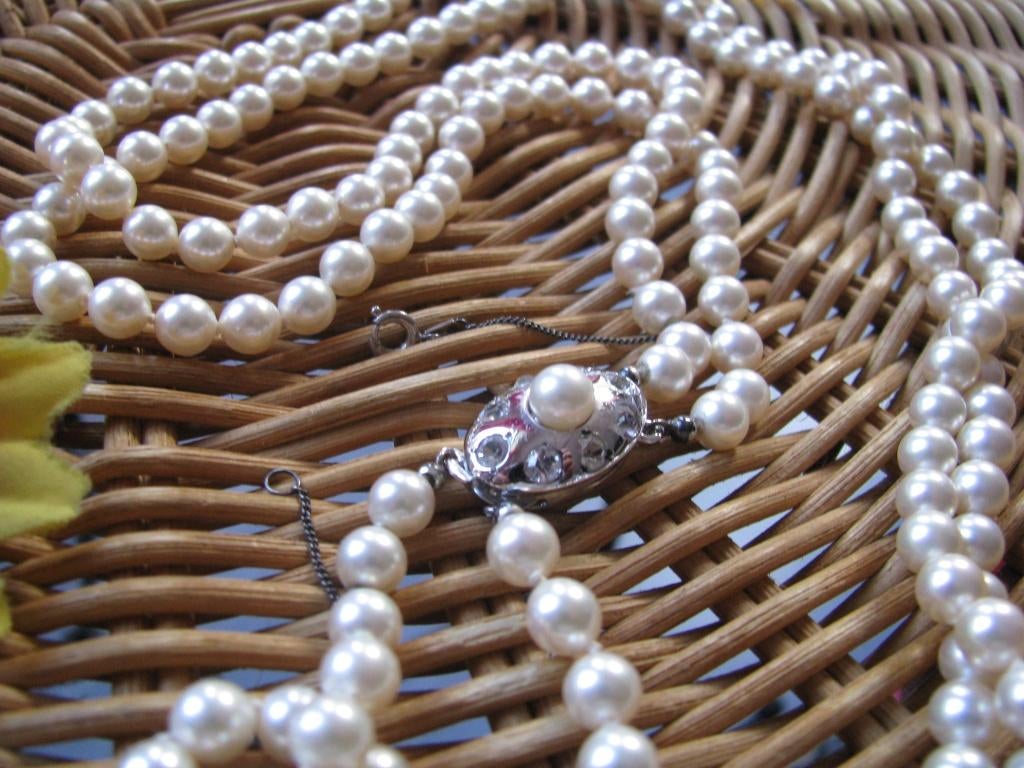Majorica * dubbele rij * fraai slot + veiligheidsketting *, Ophalen of Verzenden, Overige materialen, Ketting
