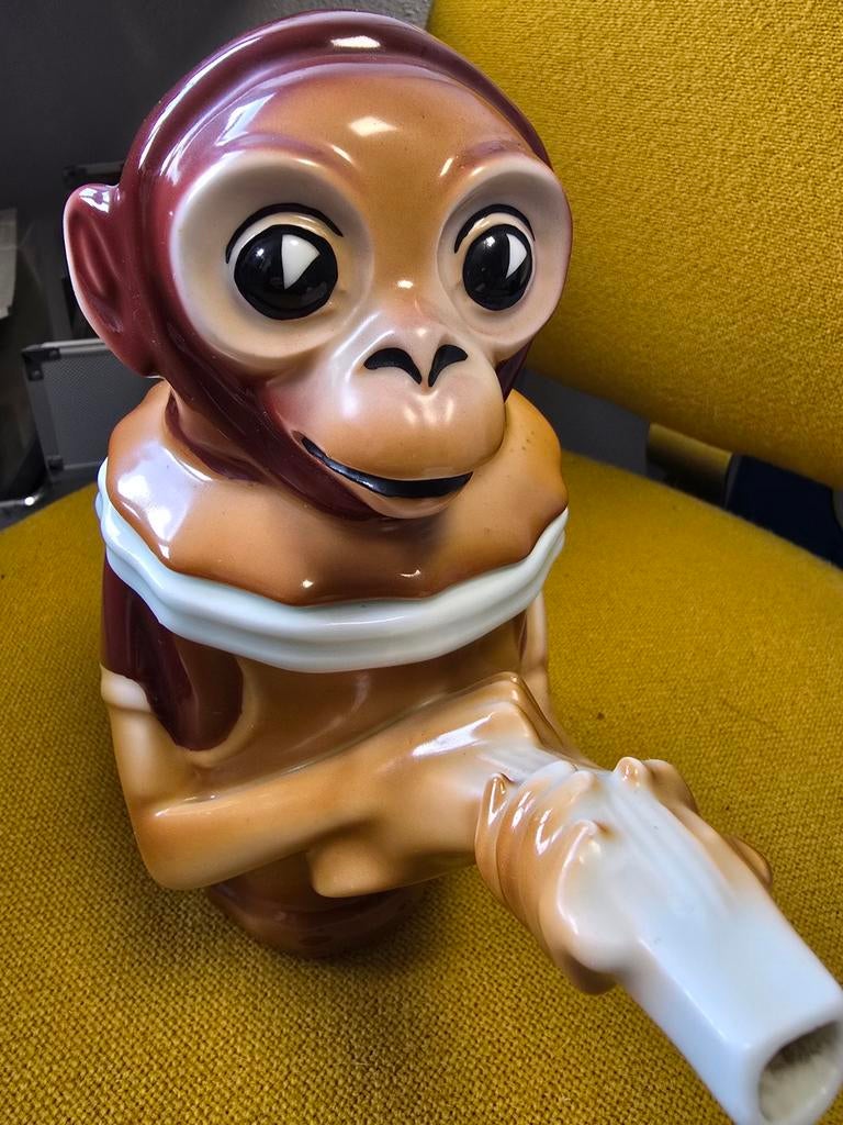 Aapje kan met deksel, Mosa Maastricht, Antiek en Kunst, Verzenden