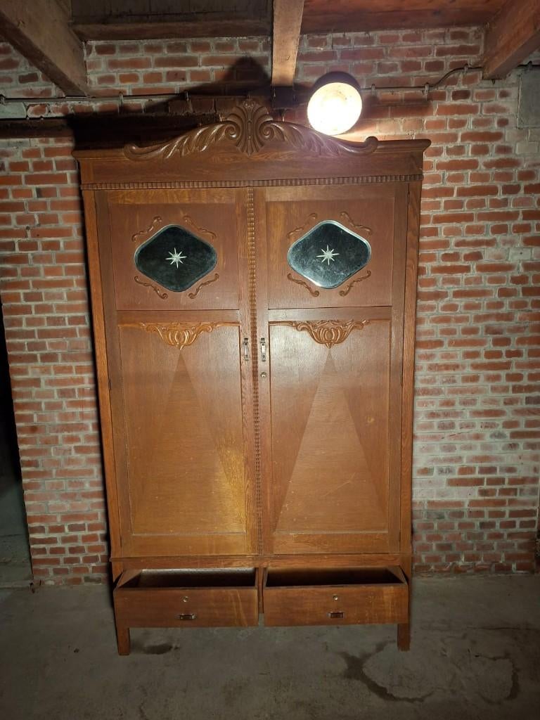 Oude Antiek Brocante Linnenkast Kledingkast Kast, Huis en Inrichting, Kasten | Kledingkasten, Met deur(en), Gebruikt, 200 cm of meer