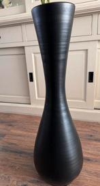 Luxe grote zwarte vloervaas 75 cm + zonnebloemen eyecatcher, Steen, Zwart, Ophalen of Verzenden, Zo goed als nieuw