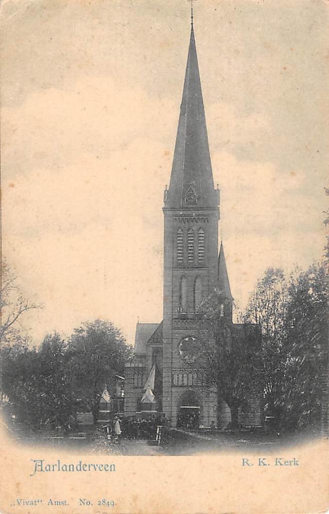 Aarlanderveen R.K. Kerk Noordeinde Vivat, Ophalen of Verzenden, Voor 1920, Ongelopen, Noord-Holland