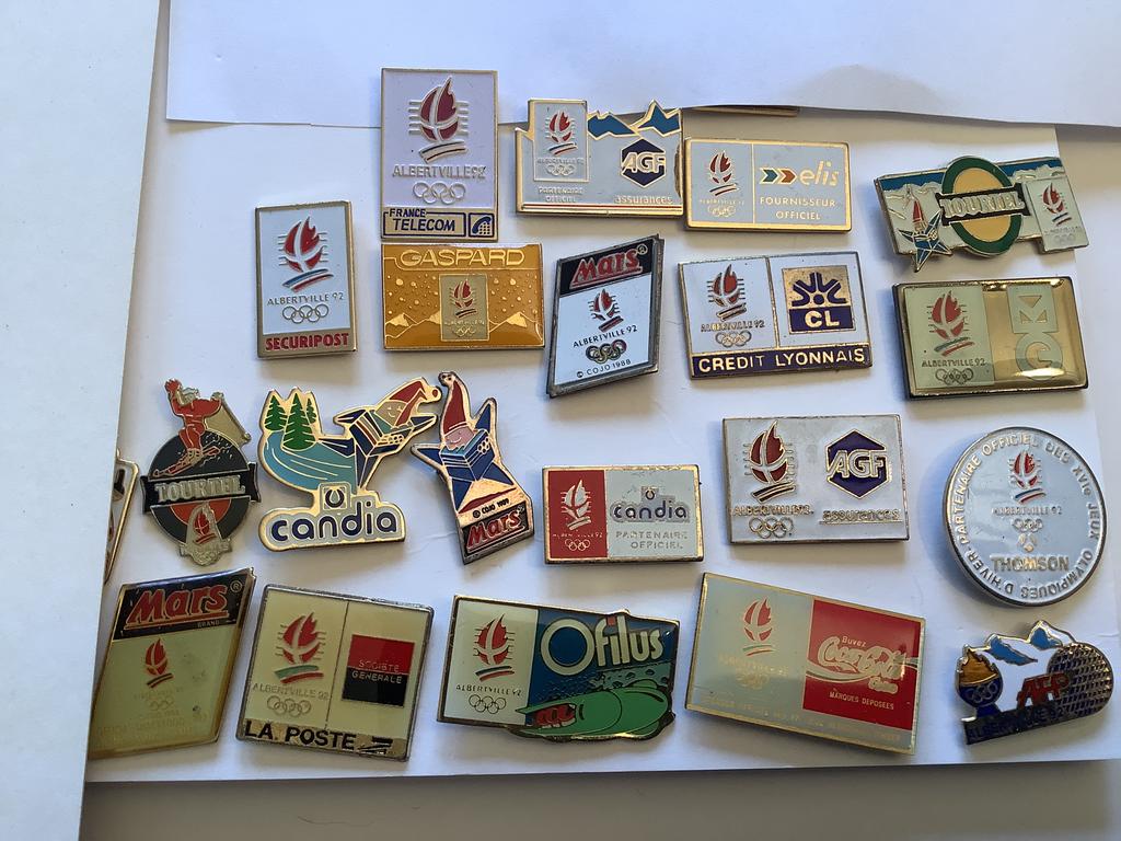 20 pins olympische Spelen sponsors Albertville, Ophalen of Verzenden, Sport
