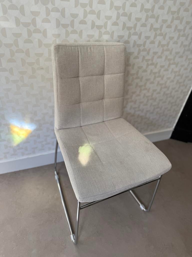 Lichtgrijze eetkamerstoel Leenbakker, Huis en Inrichting, Stoelen, Ophalen, Gebruikt, Eén, Stof