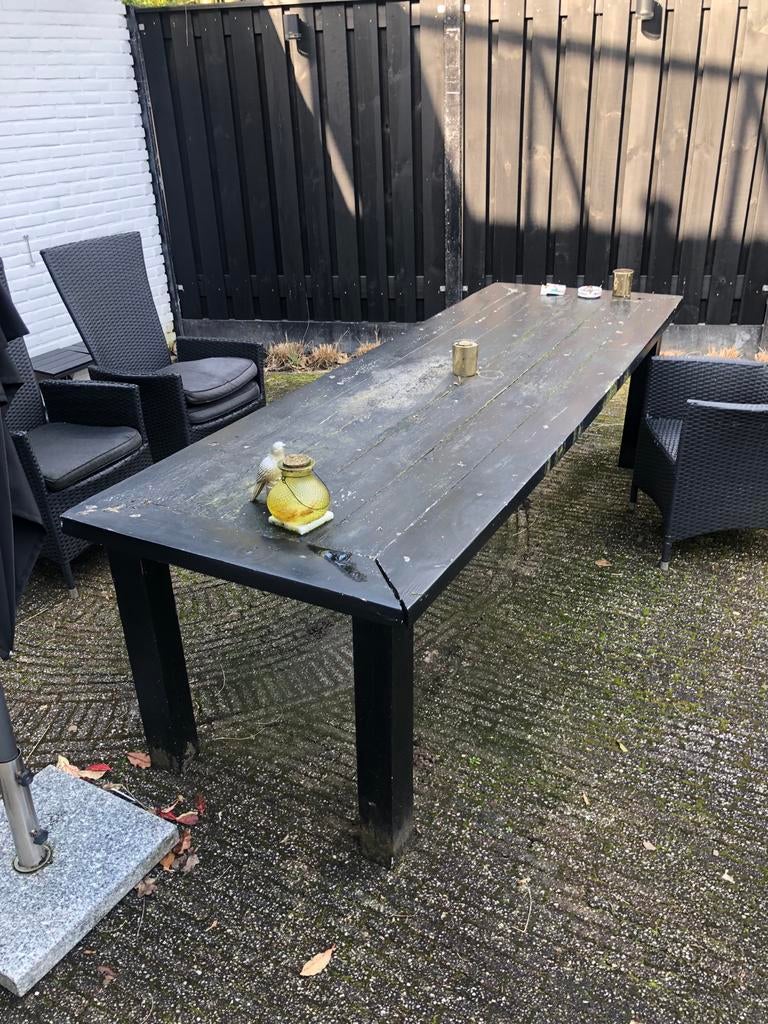 Houten tuintafel 2.70m met optioneel 2 stoelen, Tuin en Terras, Ophalen of Verzenden, Gebruikt, Rechthoekig, Hout