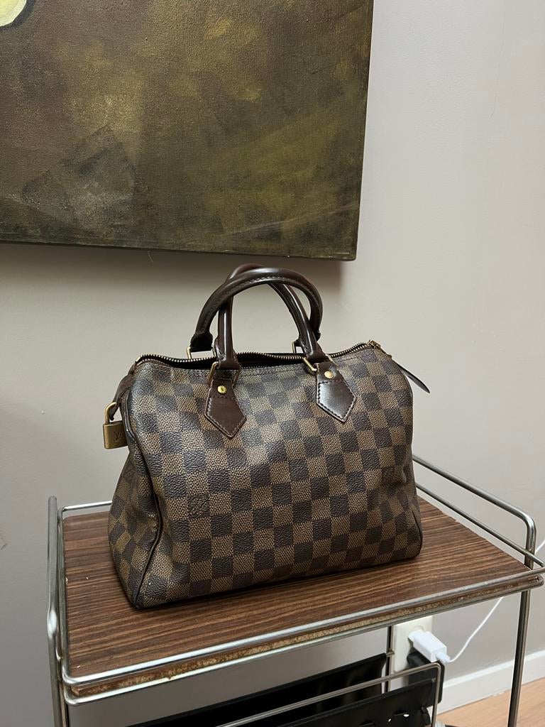 Louis Vuitton Speedy 25 Damier Ebene, Ophalen, Gebruikt, Bruin, Handtas