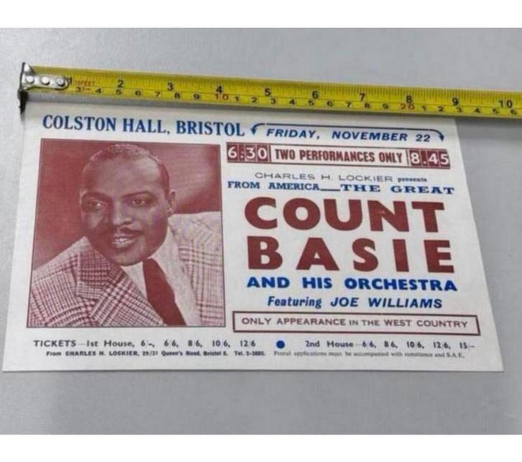 Count Basie Show Flyer 22 November 1957 antiek Joe Williams, Ophalen of Verzenden