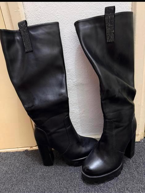 Zwarte Overknee Laarzen met Chunky Zool, Ophalen of Verzenden, Gedragen, Zwart, Hoge laarzen