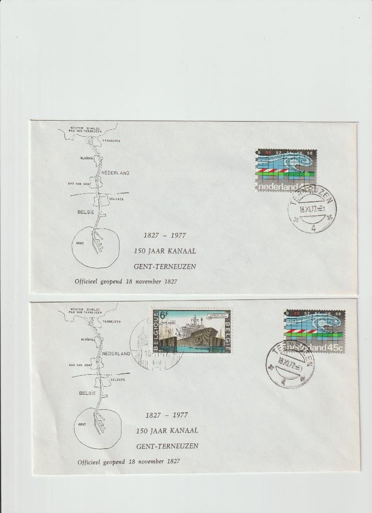 Postzegel enveloppen eerste dag van Gent-Terneuzen, Postzegels en Munten, Postzegels | Eerstedagenveloppen, Ophalen of Verzenden