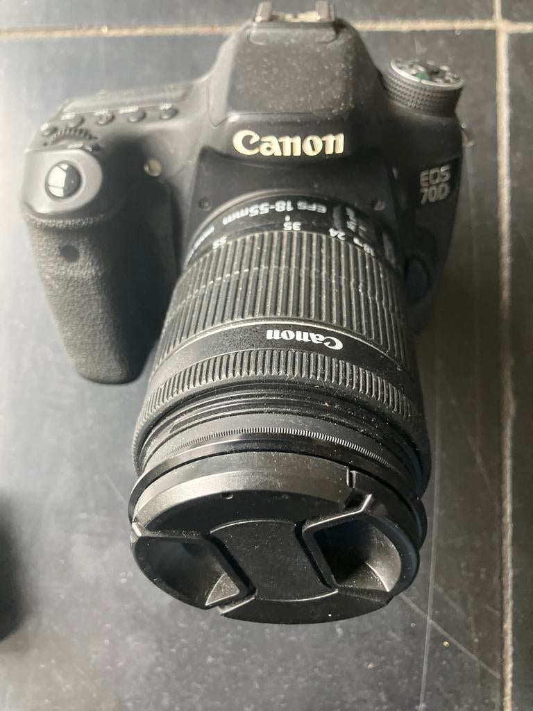 Canon EOS 70D cam. EF-S 18-55mm lens incl 55-250 mm zoomlens, Audio, Tv en Foto, Fotocamera's Digitaal, Ophalen, Gebruikt, Spiegelreflex