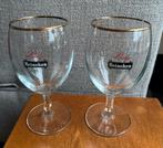 2 Lady Heineken glazen met gouden rand, Ophalen of Verzenden, Gebruikt, Overige materialen, Los bestek