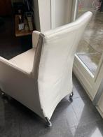 Bert Plantagie lederen eetkamerstoelen op wielen, Huis en Inrichting, Stoelen, Ophalen, Gebruikt, Wit, Leer