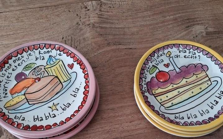 6 petit four blond, Ophalen, Aardewerk, Blond Amsterdam, Bord(en)