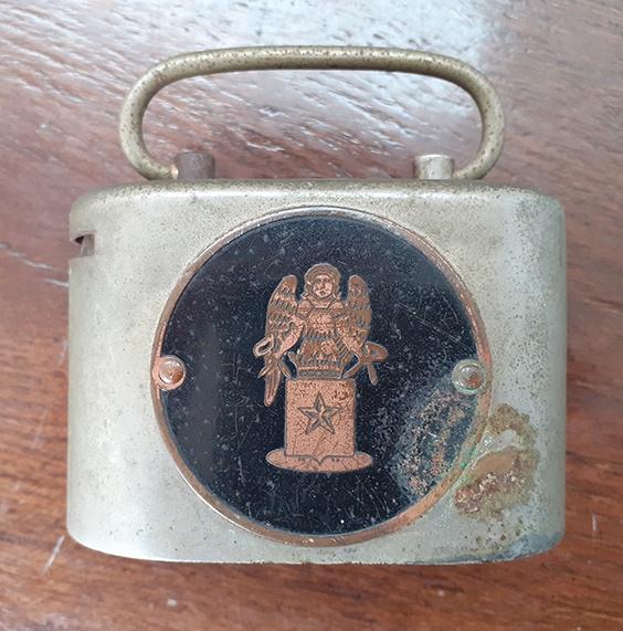 UNIEKE spaarpot stad Maastricht - Stadhuis - Stadsengel, Ophalen of Verzenden, Gebruikt, Metaal of Blik, Object of Gebouw