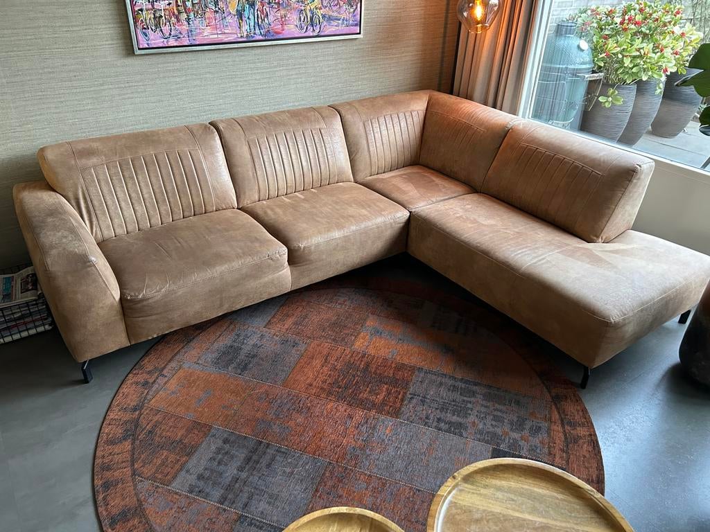 Lichtbruine zithoek, Huis en Inrichting, Ophalen, Gebruikt, Stof