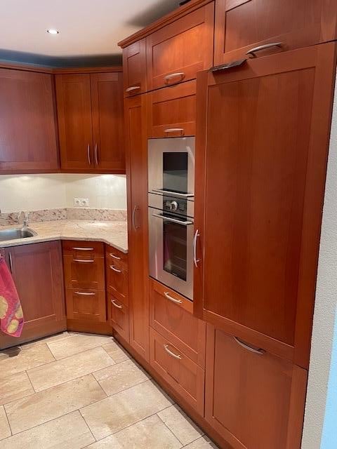 Complete U-keuken met granieten blad en inbouwapparatuur, Ophalen, Gebruikt, U-keuken, Bruin