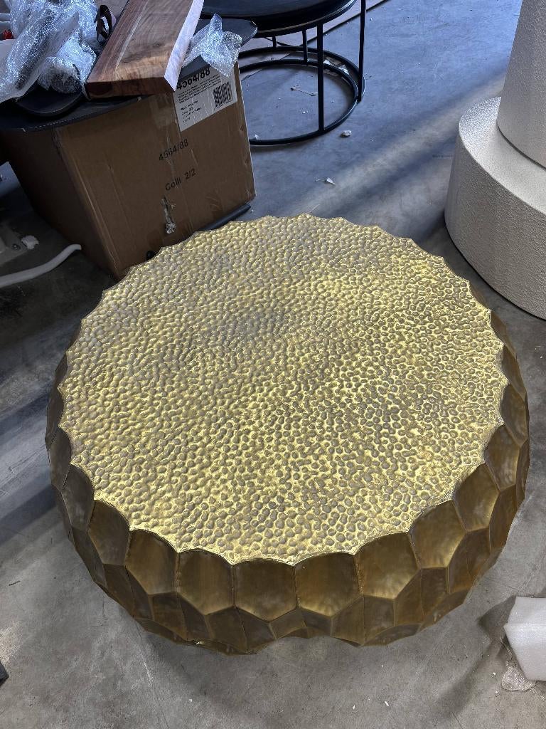 Salontafel Ø85x42 cm KALAN antiek goud Kleur, Huis en Inrichting, Bureaus, Overige typen, Gebruikt, -, Metaal