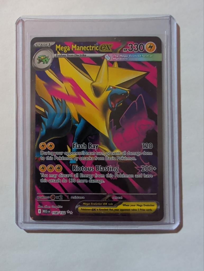 Mega Manectric EX Pokémon Kaart 158/132, Ophalen of Verzenden, Zo goed als nieuw, Losse kaart, Foil