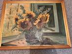Schilderij Zonnebloemen in Vaas - Klassieke Stilleven, Ophalen of Verzenden