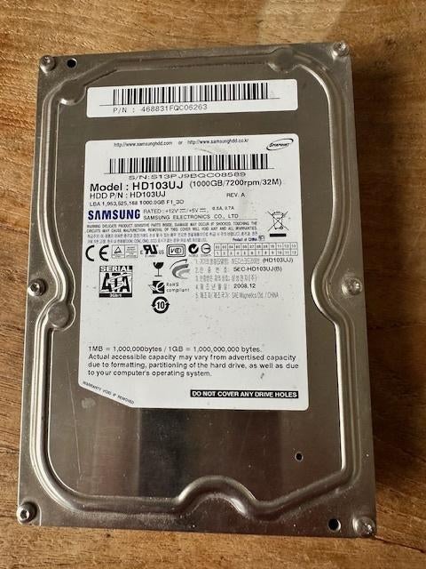 5 X Samsung HD 1 TB  HD103UJ, Intern, Gebruikt, SATA, Ophalen of Verzenden