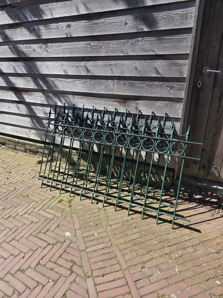 Groen sierhekwerk 3x, Tuin en Terras, Ophalen, Gebruikt, IJzer, Sierhekwerk