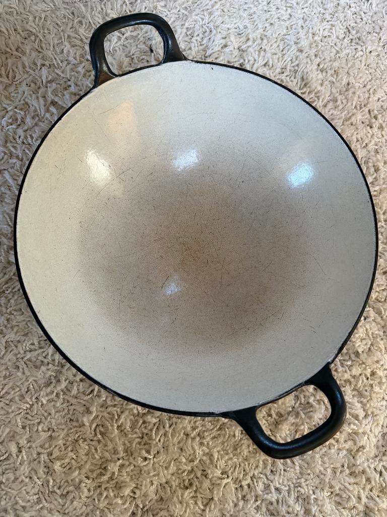 Wok/Wadjang geëmailleerd gietijzer, Huis en Inrichting, Keuken | Potten en Pannen, Ophalen, Zo goed als nieuw, Gietijzer, Wok