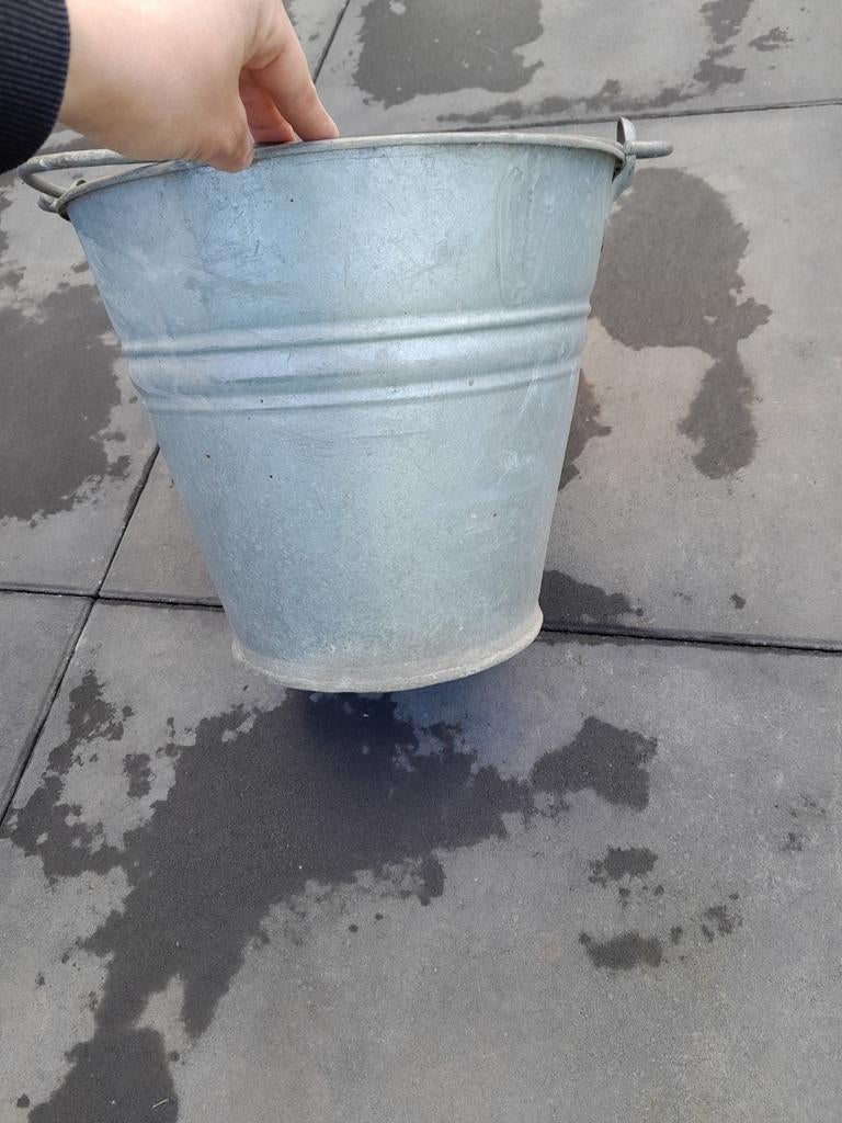 Zinken teil, zinken emmer, plantenbak, Tuin en Terras, Bloembakken en Plantenbakken, Ophalen, Gebruikt, Metaal, 30 tot 60 cm