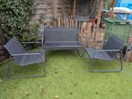 Metalen loungeset
1 x 2 persoons bankje met 2 fauteuils, Tuin en Terras, Tuinbanken, Ophalen, Gebruikt, Metaal