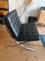 Barcelona stoel - Zwart leer en chroom, Ophalen, Zwart, Leer, Zo goed als nieuw