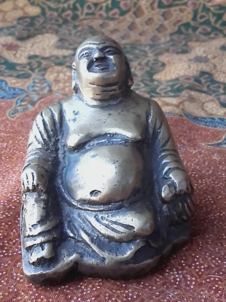 Origineel oud Chinees brons beeldje van Boeddha 6,6 cm., Ophalen of Verzenden