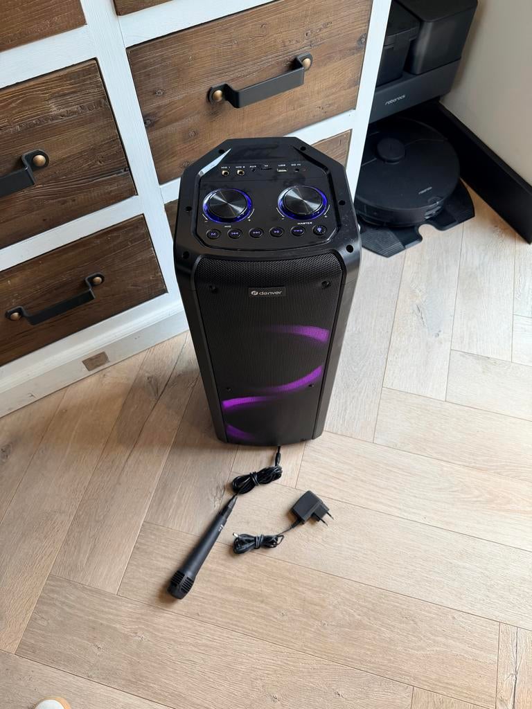 Denver BPS-351 Party Speaker met Microfoon en Accu, Overige merken, Gebruikt, Overige typen, Ophalen of Verzenden