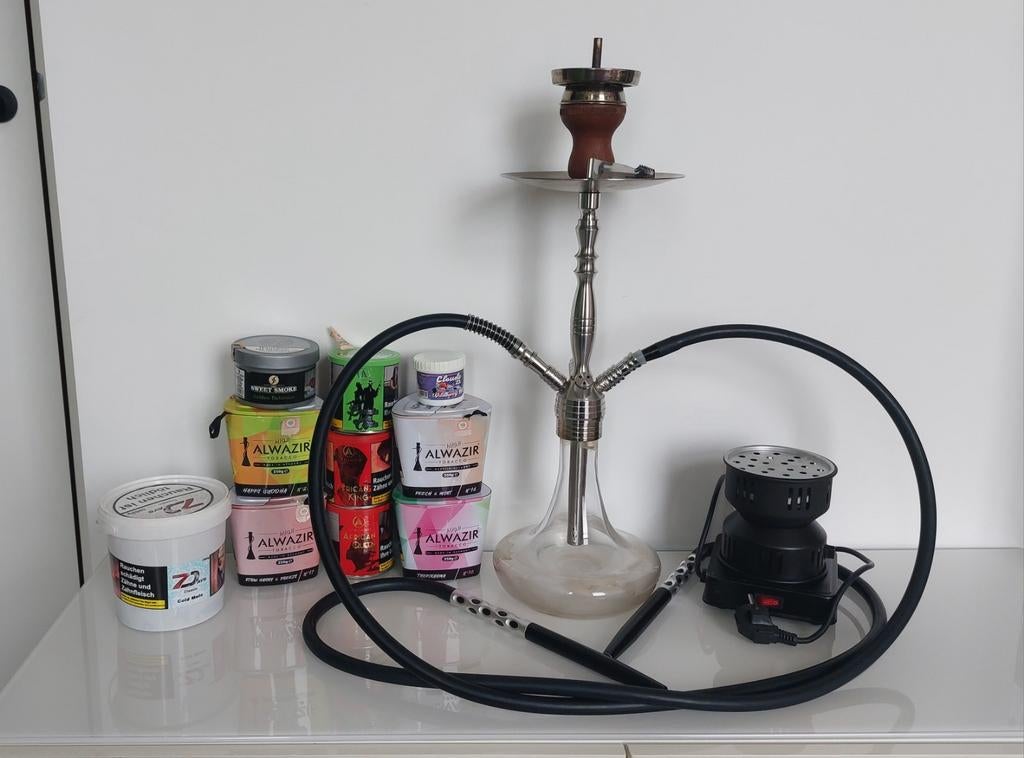 Premium waterpijp set Laziza, voor 2 pers. roest vrij staal, Verzamelen, Rookartikelen, Aanstekers en Luciferdoosjes, Ophalen