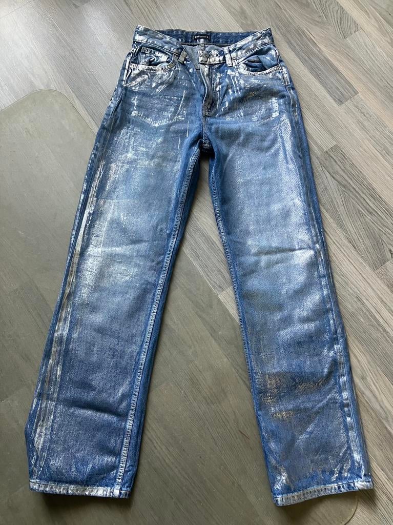 Super leuke glitter jeans maat S koopje, Ophalen of Verzenden, Zo goed als nieuw, Blauw